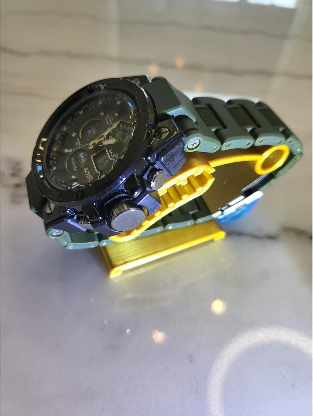 Basumiu Men's Digital Watch Tactical Military GLOWS! Dual Display NWT 8.75
